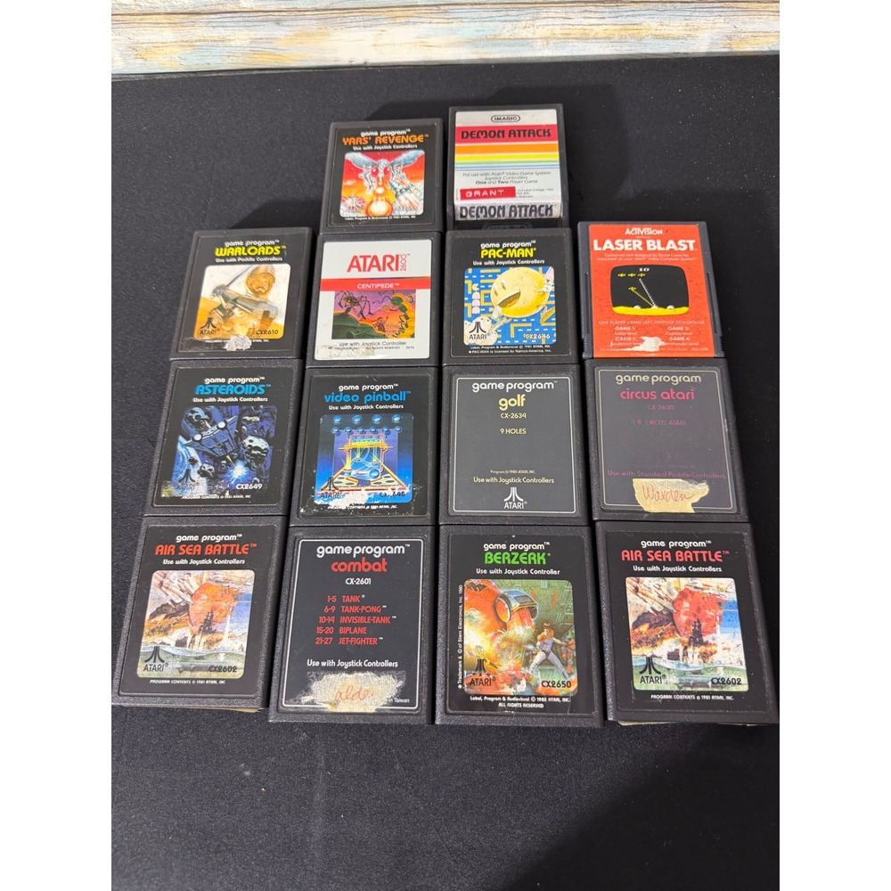Atari‎ 2600 Video Game Lot 14 Games Pac-Man Asteroids Combat Vintage Cartridge